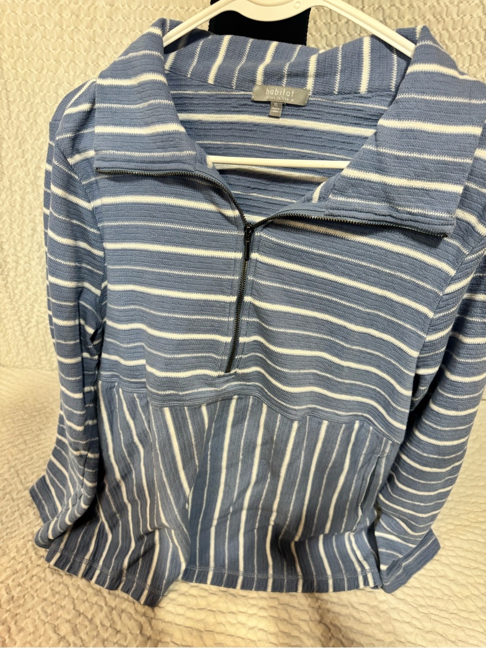 Habitat Light Blue and White Striped Knit Pullover